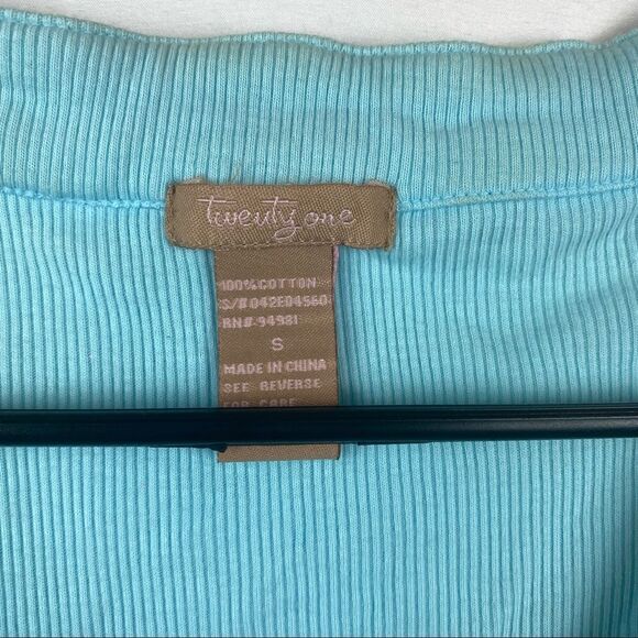 Twenty One teal tank top with sequins. - Picture 3 of 7
